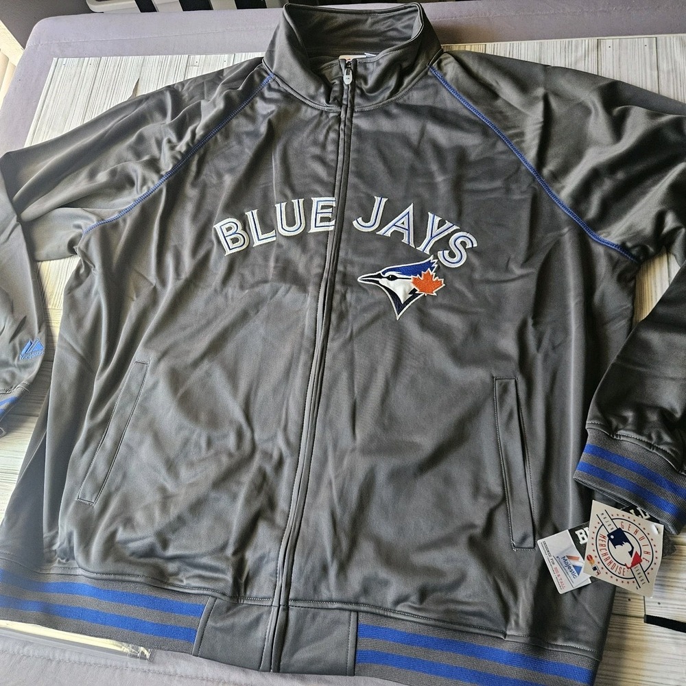 Toronto Blue Jays Jacket Mens‎ 3XL Gray MLB Baseball Big & Tall Majestic Zip Up